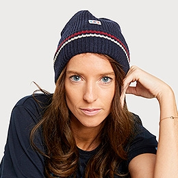 BRAND STRIPED BEANIE